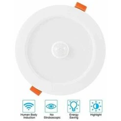 LED Recessed Spotlight, Recessed LED Downlight, 12W Warm White 3000K Human Body Induction LED Slim Downlight, Diameter 105mm -Home Lighting 100163759 4