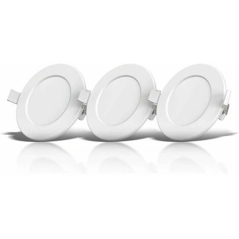 Set Of 3 Special Recessed Spotlights For Bathrooms IP44, Protected Against Splashing Water, Ultra-flat, Ø115mm, 6W LED Modules, Warm White Light 1 Set Of 3 Special Recessed Spotlights For Bathrooms IP44, Protected Against Splashing Water, Ultra-flat, Ø115mm, 6W LED Modules, Warm White Light