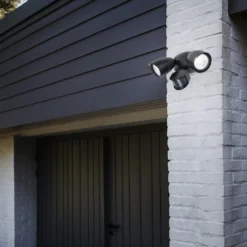 Lutec Shrimp Twin Head LED PIR Outdoor Wall Light - Black -Home Lighting 12819180 1644952882750379