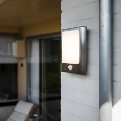 Lutec Face 13W LED PIR Outdoor Wall Light - Stainless Steel -Home Lighting 12819285 1504952877278859