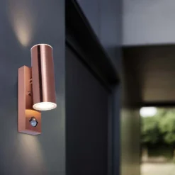 Lutec Rado Up & Down Outdoor Wall Light With PIR Motion Sensor - Copper -Home Lighting 12840519 1674952691589788