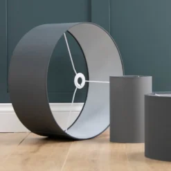 Clyde Charcoal Drum Shade With Diffuser - 45cm -Home Lighting 13139382 1964944148090977