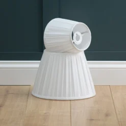 Raye White Pleated Taper Silk Shade - 30cm -Home Lighting 13139392 3164944148076694