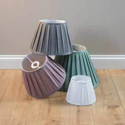 Raye Dove Pleated Taper Silk Shade - 30cm -Home Lighting 13139400 8004944148185045