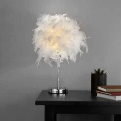 Hattie Feather Table Lamp - White -Home Lighting 13157965 1924945695486795