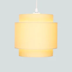 Finn Tier Drum Lemon Linen Shade - 25cm -Home Lighting 13222470 1064901095631133