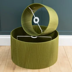 Raye Olive Drum Pleated Silk Shade - 45cm -Home Lighting 13222472 1614944148289157