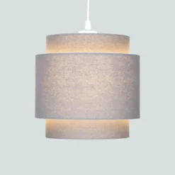 Finn Tier Drum Flint Linen Shade - 25cm -Home Lighting 13222475 1794901095630059