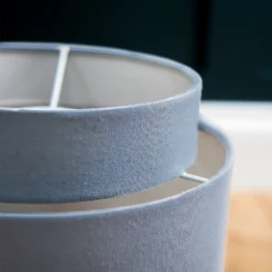 Finn Tier Drum Sky Blue Linen Shade - 25cm -Home Lighting 13222480 1104944148435191