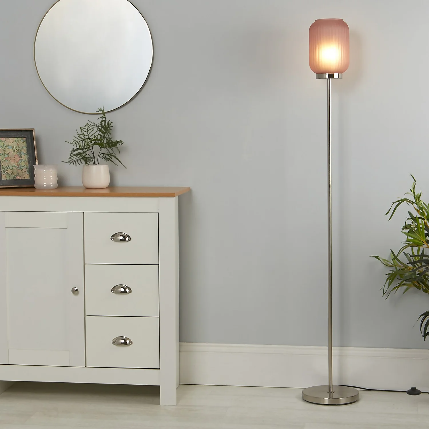 Pearl Frosted Floor Lamp - Rose 1 Pearl Frosted Floor Lamp - Rose