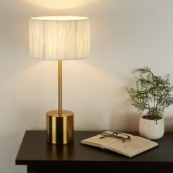 Raffia Table Lamp - White & Gold -Home Lighting 13525827 2824956834876897