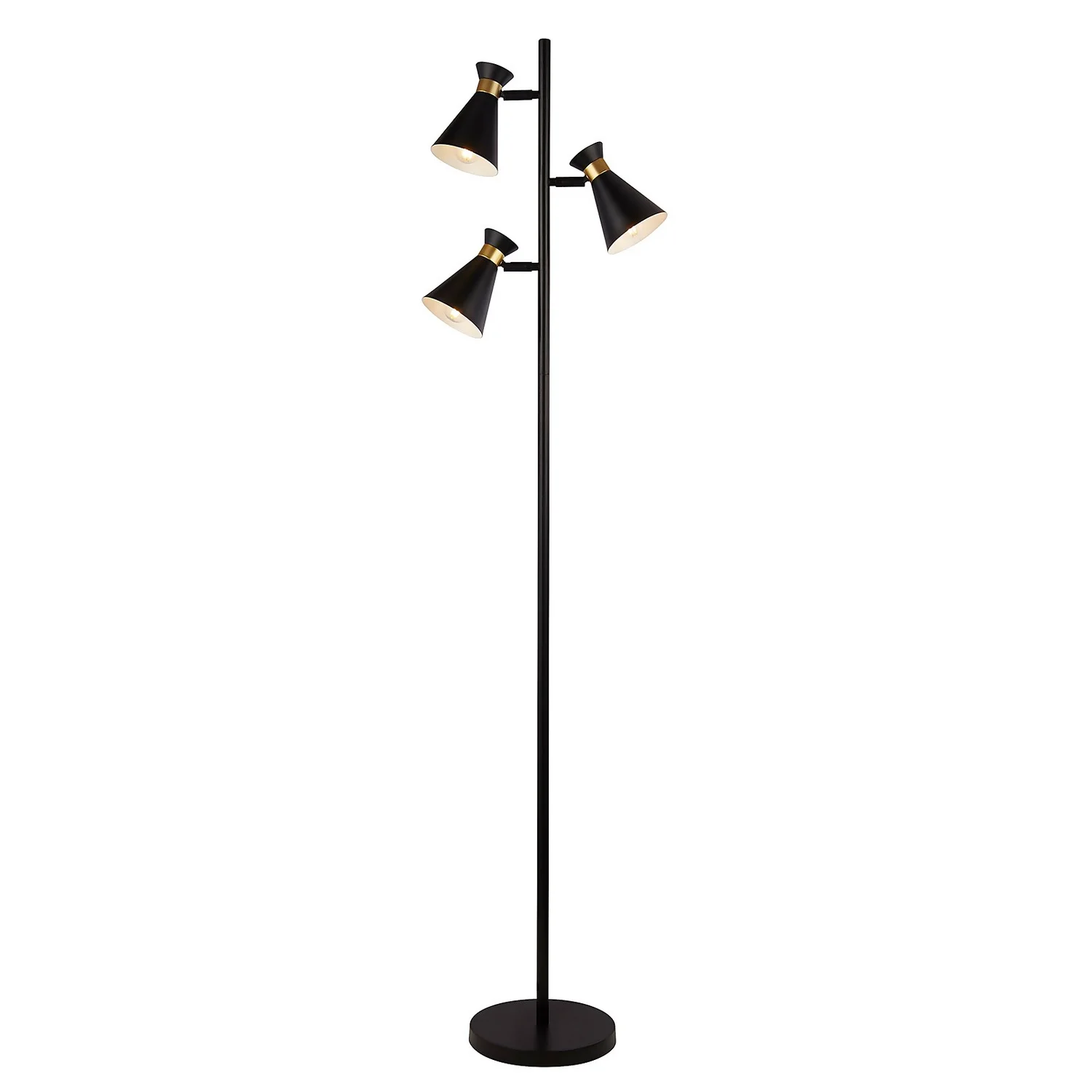 Balham 3 Light Floor Lamp - Black & Brass 2 Balham 3 Light Floor Lamp - Black & Brass - Image 2
