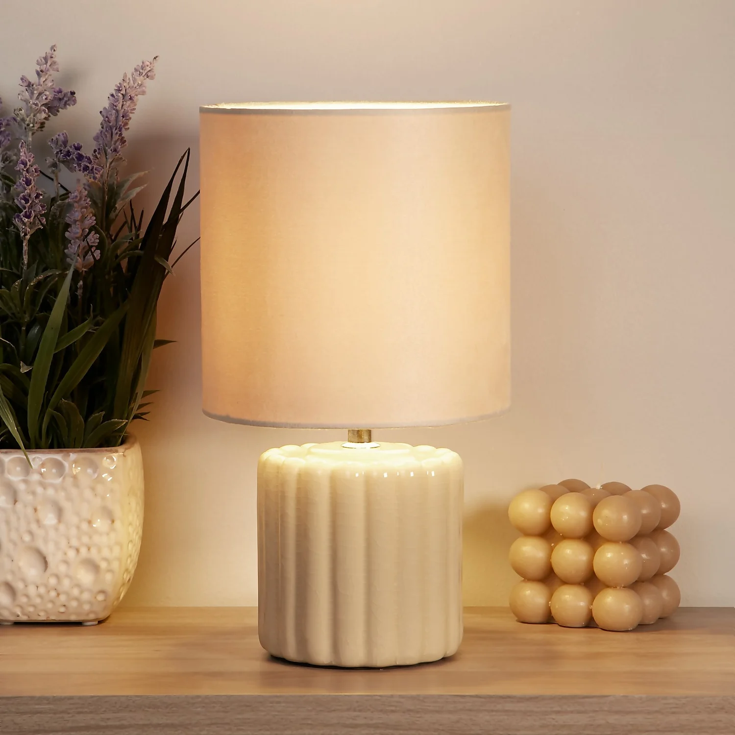 Phoebe Ceramic Table Lamp - Cream 1 Phoebe Ceramic Table Lamp - Cream
