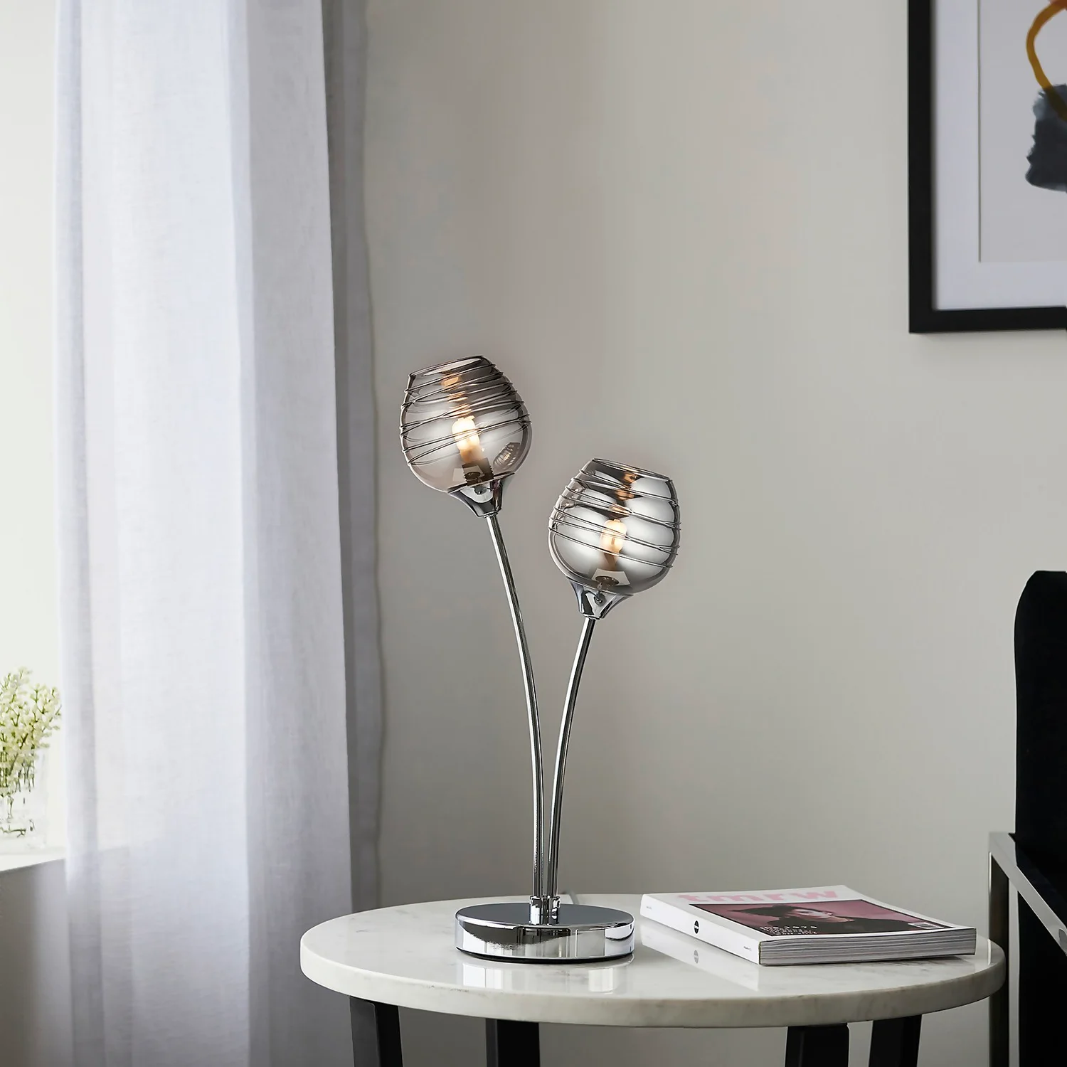 Marple Table Lamp - Chrome & Smoke 1 Marple Table Lamp - Chrome & Smoke