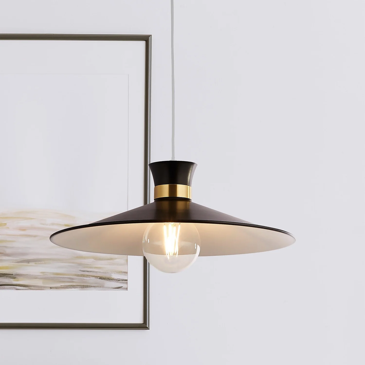 Balham Easy Fit Lamp Shade - Black & Brass 1 Balham Easy Fit Lamp Shade - Black & Brass