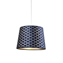Mia Velvet 30cm Patterned Lamp Shade - Navy -Home Lighting 13751363 1134969499150940