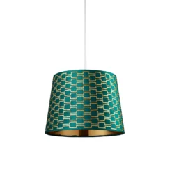 Mia Velvet 30cm Patterned Lamp Shade - Emerald -Home Lighting 13751364 6714969499151507
