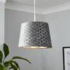 Mia Velvet 30cm Patterned Lamp Shade - Grey