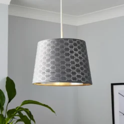 Mia Velvet 30cm Patterned Lamp Shade - Grey