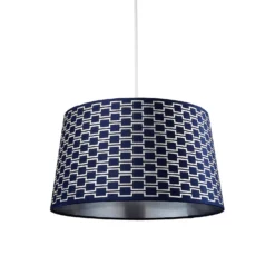 Mia Velvet 43cm Patterned Lamp Shade - Navy -Home Lighting 13751366 1054969499148633