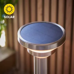 Halton 80cm Photocell & PIR Solar Outdoor Floor Light - Stainless Steel -Home Lighting 13794247 1534957104360513