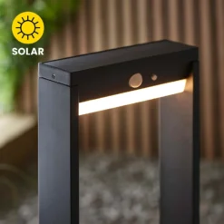 Dannah 50cm Photocell & PIR Solar Outdoor Floor Light - Black -Home Lighting 13794248 8764957105754463