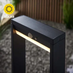 Dannah 80cm Photocell & PIR Solar Outdoor Floor Light - Black -Home Lighting 13794250 1354957104731370