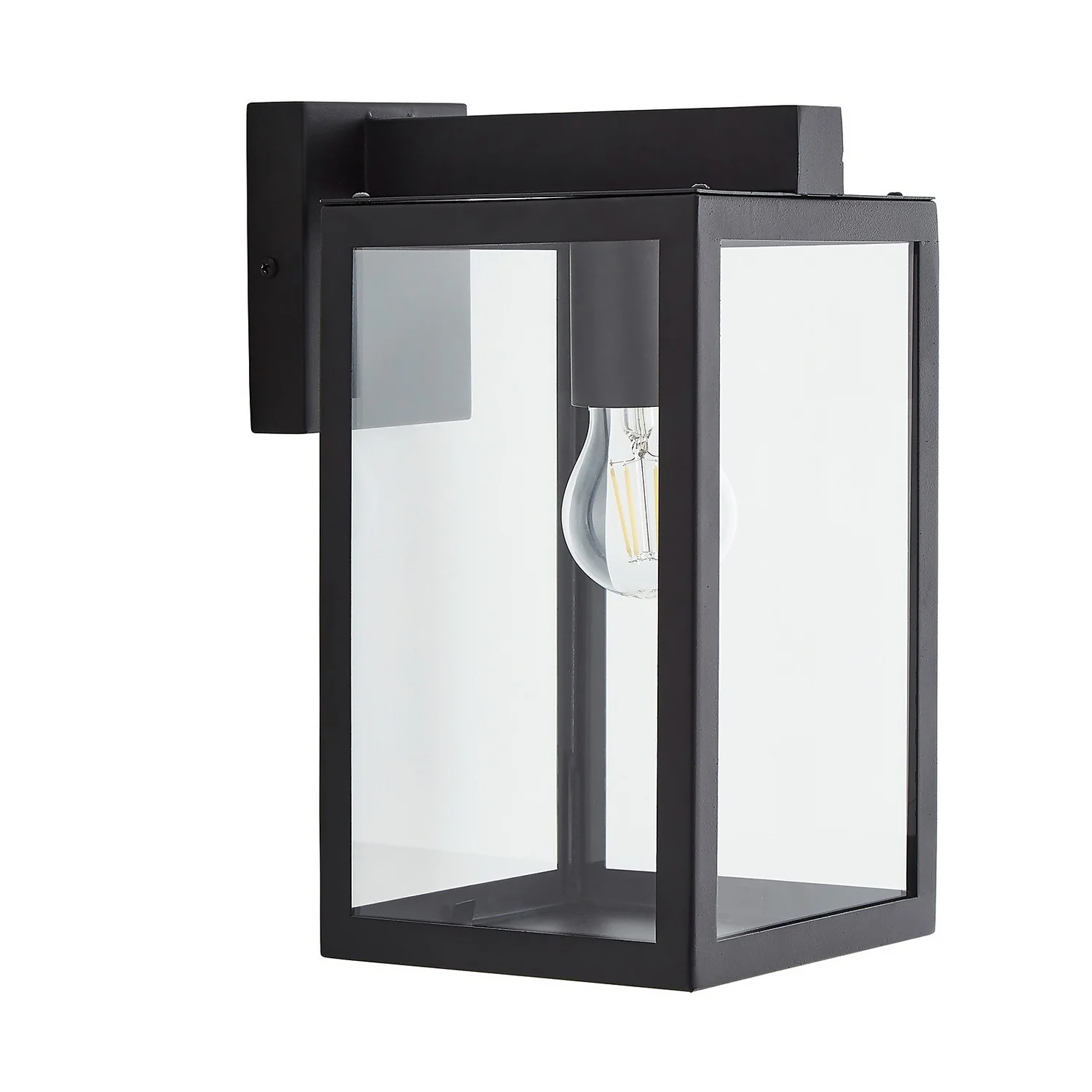 Hestia E27 Glass Panel Outdoor Box Lantern - Black 3 Hestia E27 Glass Panel Outdoor Box Lantern - Black - Image 3