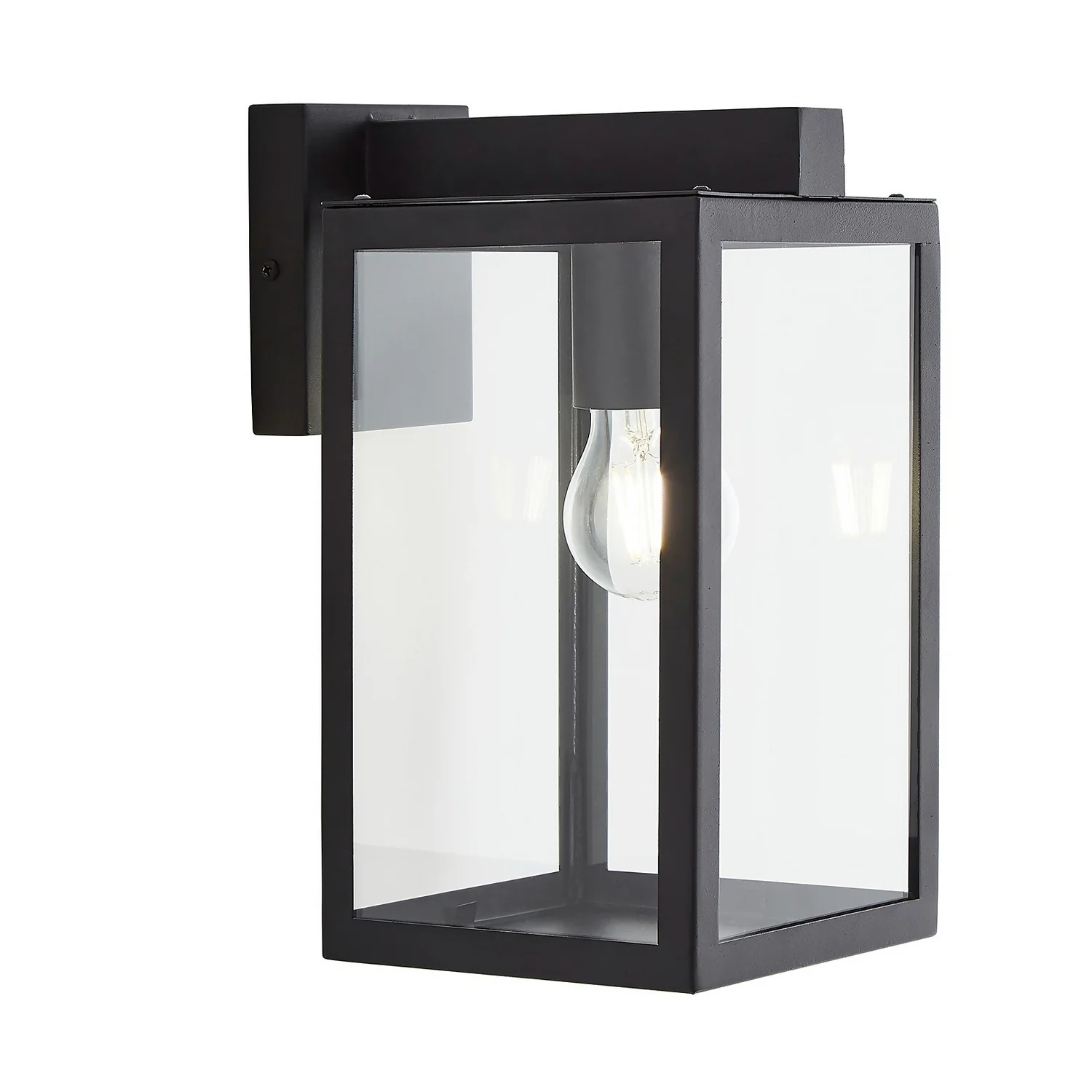 Hestia E27 Glass Panel Outdoor Box Lantern - Black 2 Hestia E27 Glass Panel Outdoor Box Lantern - Black - Image 2