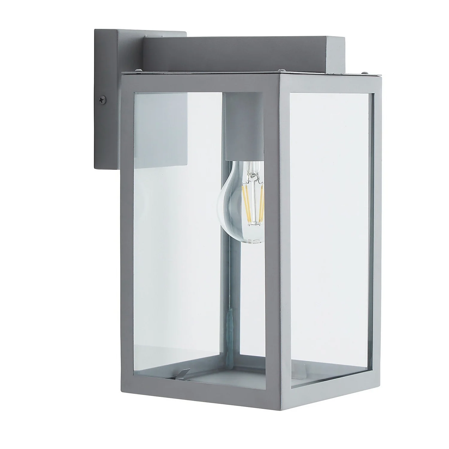Hestia E27 Glass Panel Outdoor Box Lantern - Silver 3 Hestia E27 Glass Panel Outdoor Box Lantern - Silver - Image 3