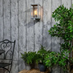 Hestia E27 Glass Panel Outdoor Box Lantern - Silver