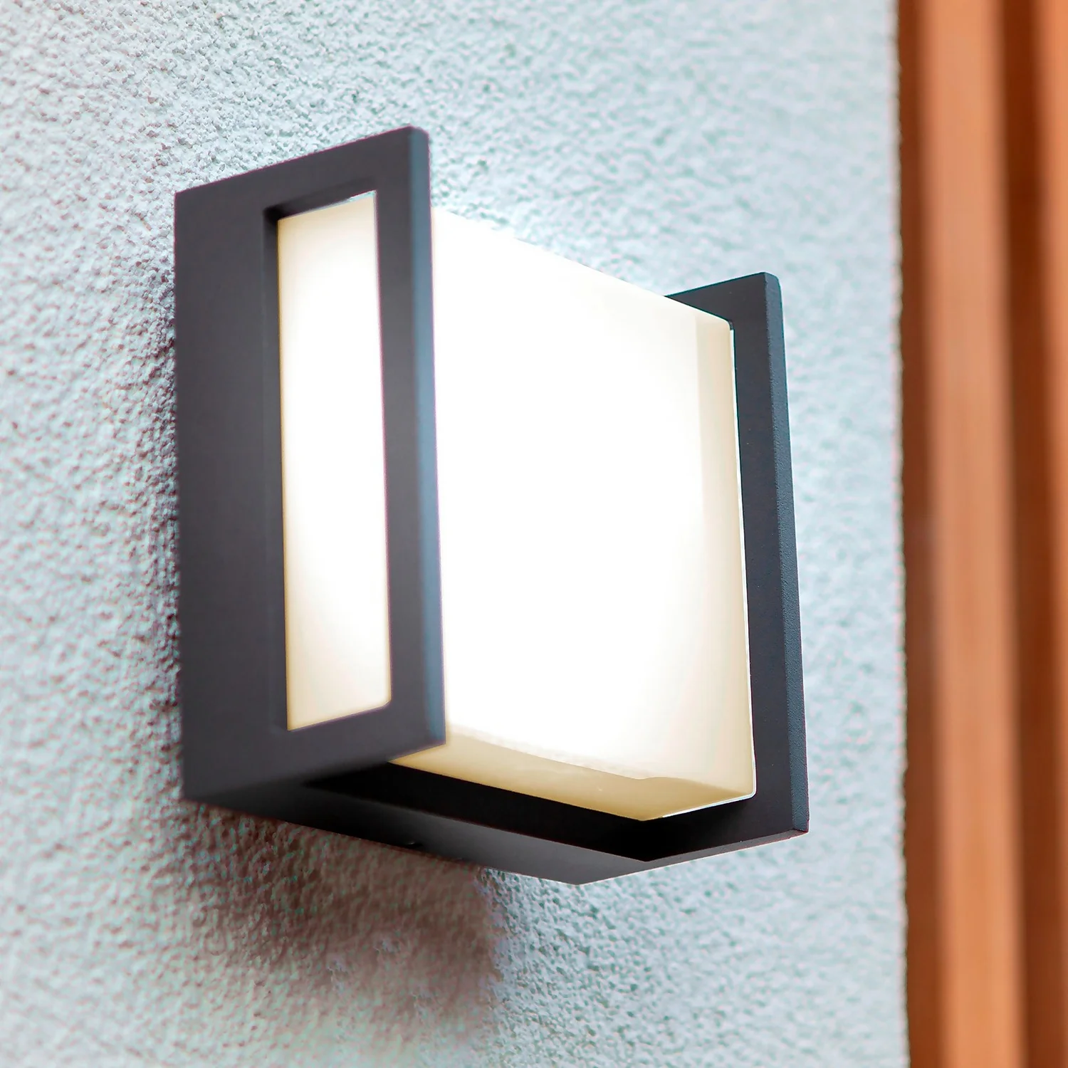 Lutec Qubo LED Square Outdoor Wall Light - Anthracite 1 Lutec Qubo LED Square Outdoor Wall Light - Anthracite