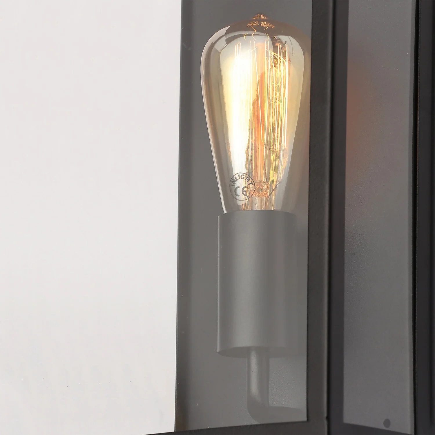 Minerva Outdoor Box Lantern Wall Light - Black 4 Minerva Outdoor Box Lantern Wall Light - Black - Image 4