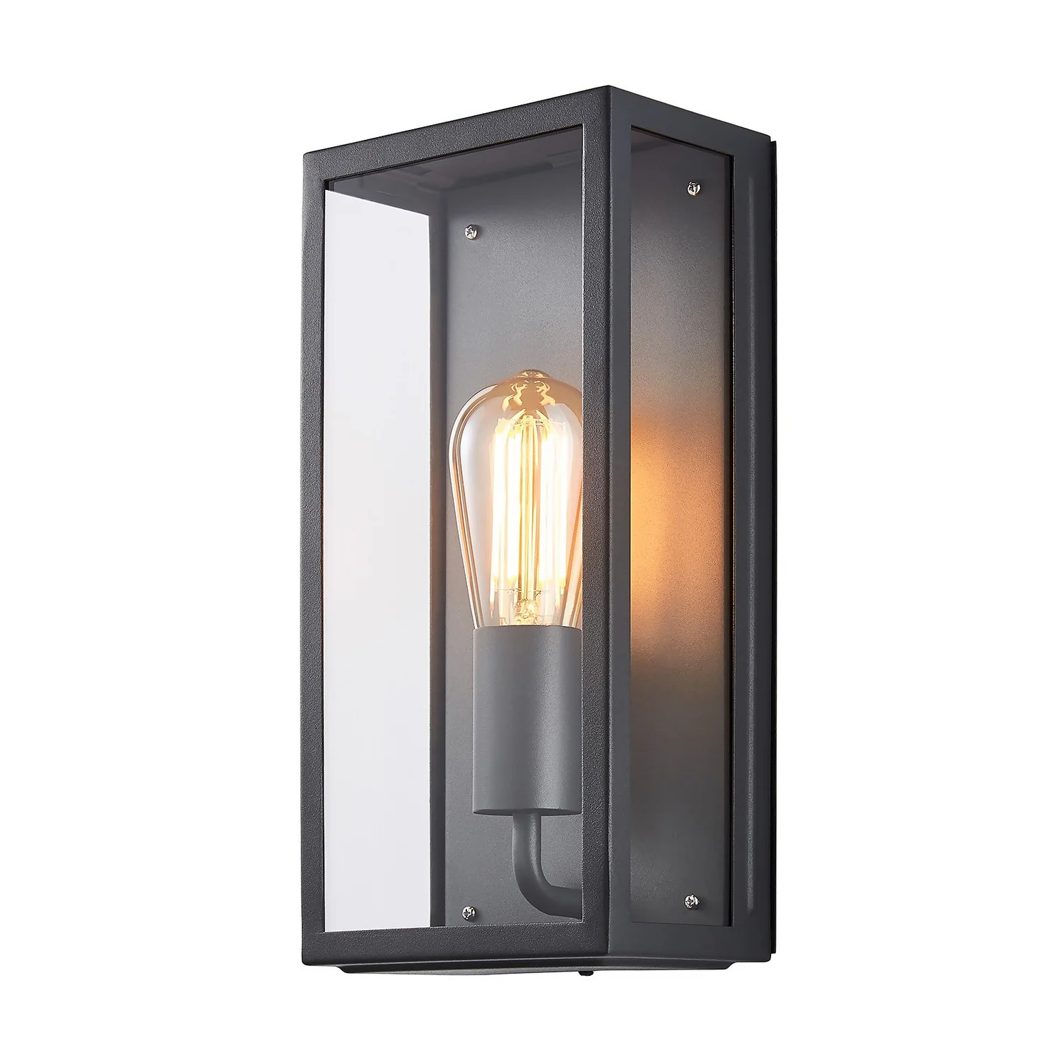 Minerva Outdoor Box Lantern Wall Light - Black 2 Minerva Outdoor Box Lantern Wall Light - Black - Image 2