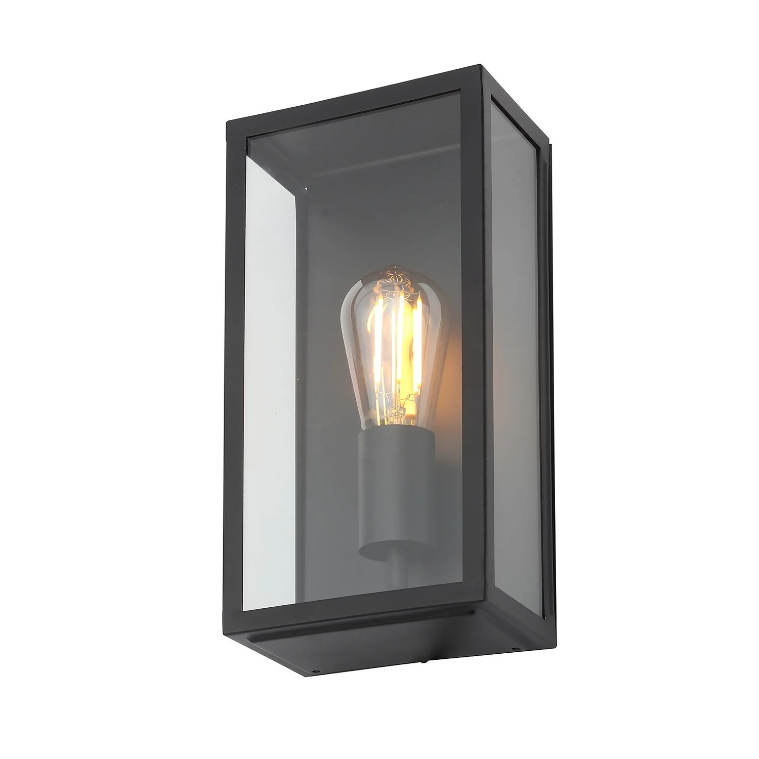 Minerva Outdoor Box Lantern Wall Light - Black 3 Minerva Outdoor Box Lantern Wall Light - Black - Image 3