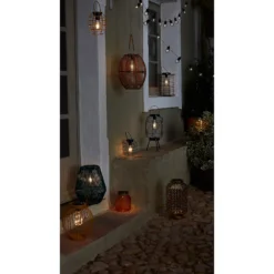 Homebase Edit Brown Rattan Solar Lantern - 31cm -Home Lighting 13956313 1705022633970671