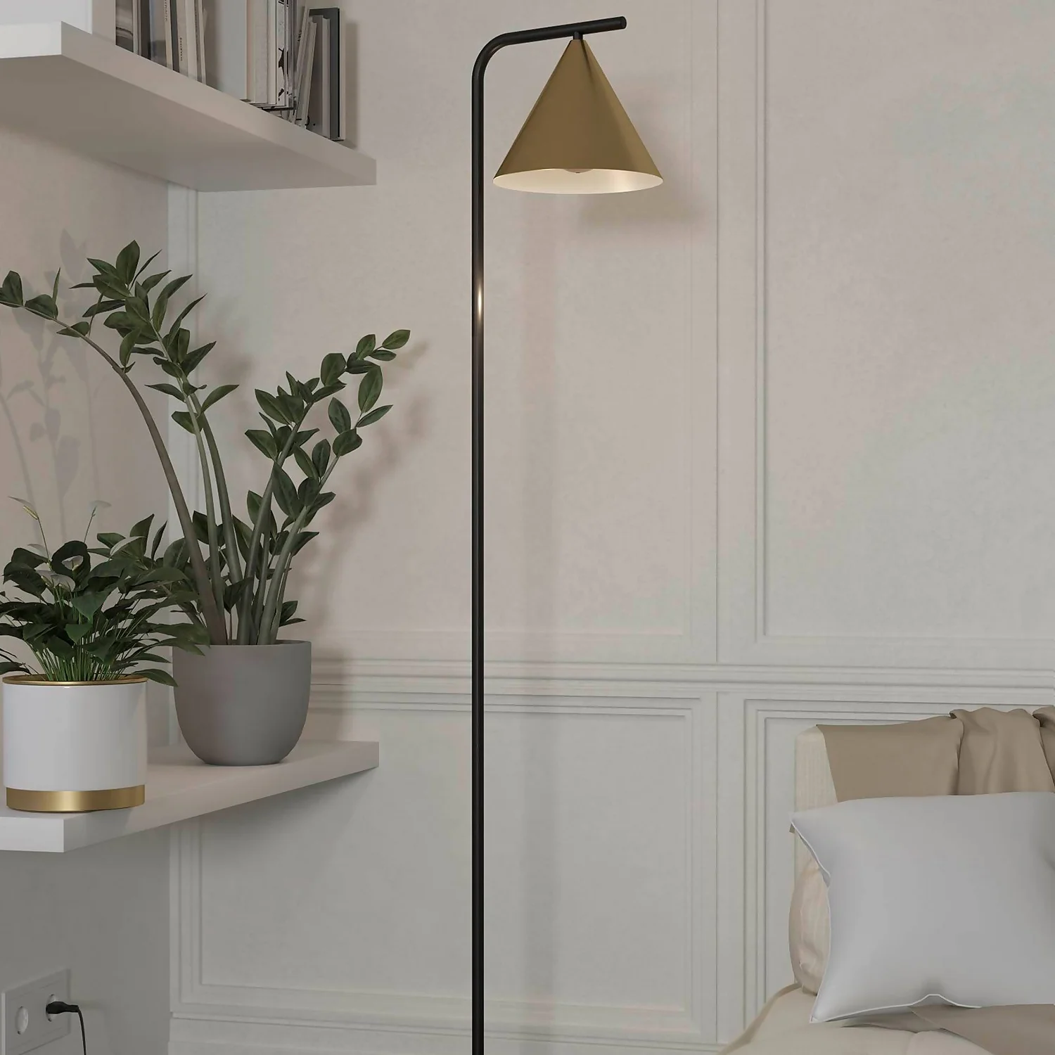 Eglo Narices Floor Lamp - Black & Brushed Brass 1 Eglo Narices Floor Lamp - Black & Brushed Brass
