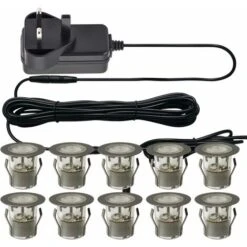 Set Of 10 - 30mm Stainless Steel IP67 Warm White LED Plinth Decking Kit 9 Set Of 10 - 30mm Stainless Steel IP67 Warm White LED Plinth Decking Kit -Home Lighting 15164400 5