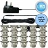 Set Of 20 - 45mm Stainless Steel IP67 Cool Daylight White LED Plinth Decking Kit