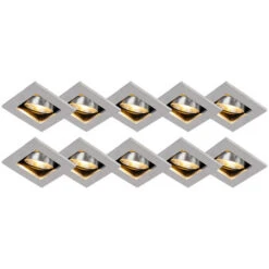Set Of 10 Recessed Spotlights Aluminum - Qure