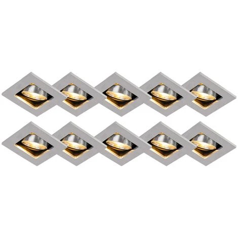 Set Of 10 Recessed Spotlights Aluminum - Qure 1 Set Of 10 Recessed Spotlights Aluminum - Qure