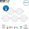 Pack 5 X Downlight LED Panel Extra Flat Round, Lighting 20W, Lacquered Aluminum, Cool White, 6500 K [Energy Class A++]