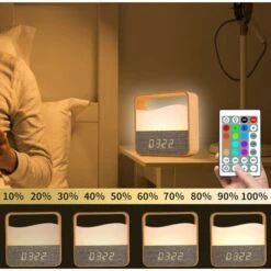 Night Light With Clock Display, Bedside Lamp, Kids Night Light, Child Lamp, Portable Night Light, Wireless Table Lamp Suitable For Bedroom, Living Room, Children, Gifts (wood) -Home Lighting 38150125 3