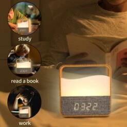 Night Light With Clock Display, Bedside Lamp, Kids Night Light, Child Lamp, Portable Night Light, Wireless Table Lamp Suitable For Bedroom, Living Room, Children, Gifts (wood) -Home Lighting 38150125 4