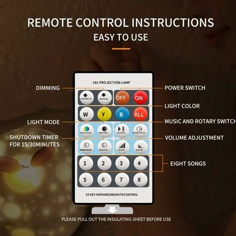 LITZEE Starry Projector Lamp With Remote Control, Cute Elf Projection With Rotary Timer And Built-in Remote Control 8 Songs USB Charging Gifts For Boys, Girls (Gray) 5 LITZEE Starry Projector Lamp With Remote Control, Cute Elf Projection With Rotary Timer And Built-in Remote Control 8 Songs USB Charging Gifts For Boys, Girls (Gray) - Image 5