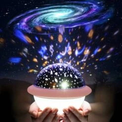 LITZEE Projection Lamp, Projector Children's Lamp Ocean And LED Universe Children's Night Light Adjustable Brightness, 6 Color Modes Baby Star Night Light, For Bedroom 、Children 、Gift (Pink) [Energy C