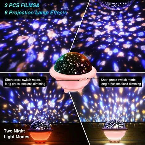 LITZEE Projection Lamp, Projector Children's Lamp Ocean And LED Universe Children's Night Light Adjustable Brightness, 6 Color Modes Baby Star Night Light, For Bedroom 、Children 、Gift (Pink) [Energy C 2 LITZEE Projection Lamp, Projector Children's Lamp Ocean And LED Universe Children's Night Light Adjustable Brightness, 6 Color Modes Baby Star Night Light, For Bedroom 、Children 、Gift (Pink) [Energy C - Image 2