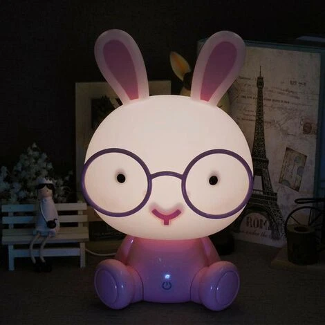 LED Bunny Night Light Tea Light Kids Lamps Eye Protection Emergency Light Touch Decoration Bedroom Bedside Table Mood Lighting, Pink SOEKAVIA 3 LED Bunny Night Light Tea Light Kids Lamps Eye Protection Emergency Light Touch Decoration Bedroom Bedside Table Mood Lighting, Pink SOEKAVIA - Image 3