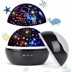 LED Starry Sky Projector, Baby Night Light, Ocean World 2 In 1 Projection Lamp With USB Cable (Black) SOEKAVIA