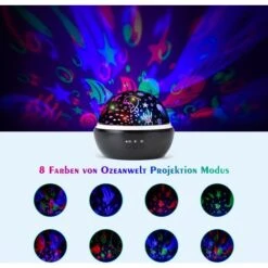 LED Starry Sky Projector, Baby Night Light, Ocean World 2 In 1 Projection Lamp With USB Cable (Black) SOEKAVIA -Home Lighting 38916931 3